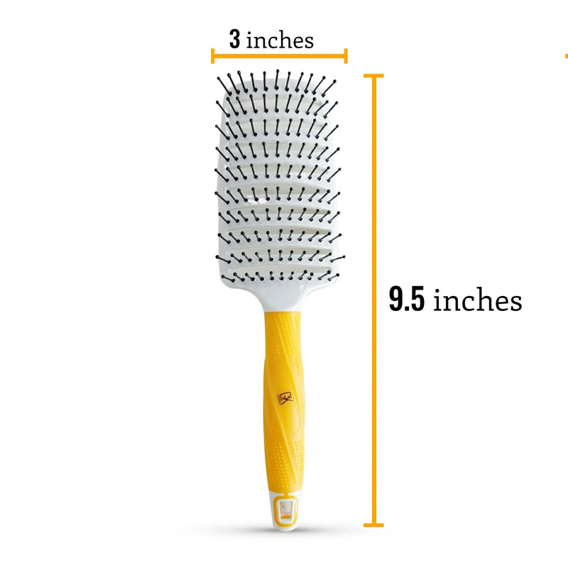 GK Hair Vent Brush 3 inch Pro size guide showing a 3 inch head width and 9.5 inch overall length