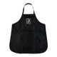 Black GK Hair Color Apron laid flat, white GK Hair Professional logo on the bib, press-stud neck strap and pockets