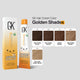 GK Hair Cream Color packaging with Golden  shades swatches on a gray background